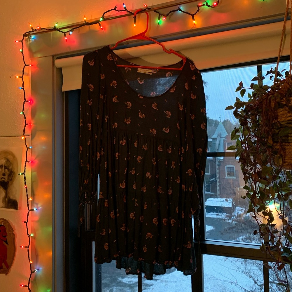 Dark green floral dress